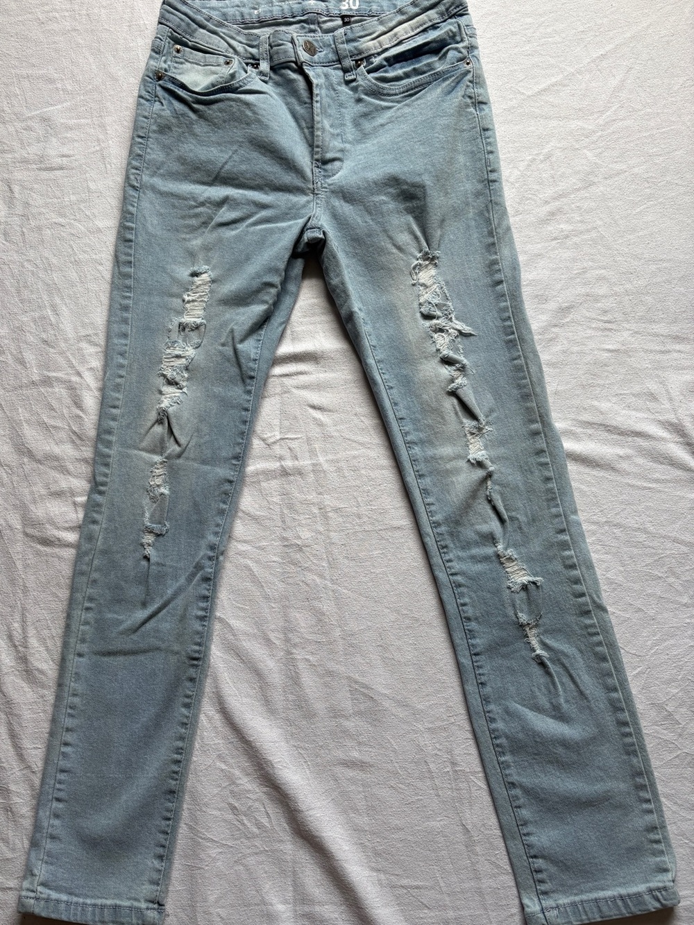 LRG Lifted Research Group Ripped Light Blue Skinny Jeans for Women SZ 30